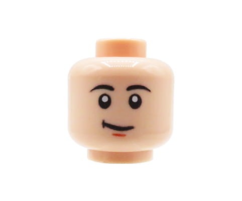 Accéder au produit Tête de figurine (Homme, Sourire en coin, Couleur chair) – Custom impression sur tête LEGO®
