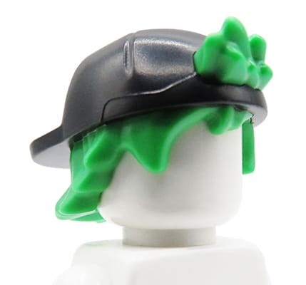 Cheveux LEGO minifigurine verts – casquette noire à visière portée à l’envers – pièce LEGO® officielle neuve, compatible LEGO® Friends