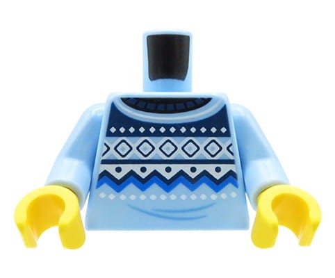 Accéder au produit Torse de minifigurine LEGO® – pull bleu clair à motif