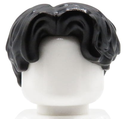 Włosy LEGO krótkie, męskie, czarne, delikatnie falowane, z przedziałkiem