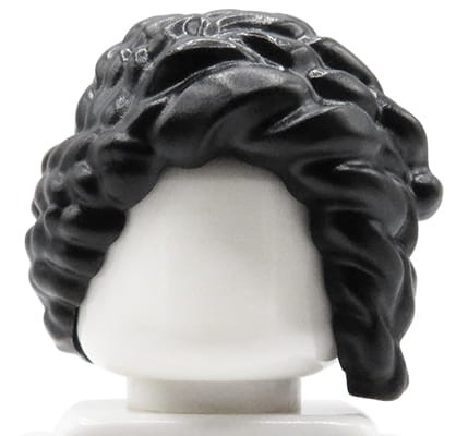 LEGO Minifigur Haar schwarz – lang, lockig, Seitenknoten – neues originales LEGO® Haarteil für weibliche Figur