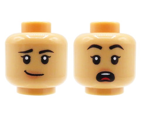 Accéder au produit Tête de minifigurine LEGO® – Femme, sourire / peur, couleur chair