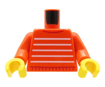 Custom LEGO® Torso – roter Pullover mit weißen Streifen, custom UV-Druck von Extra Extra Bricks