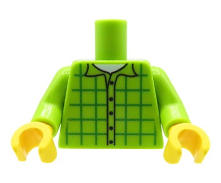 Custom LEGO® Torso – chemise verte à carreaux, custom UV print par Extra Extra Bricks sur torse LEGO® original