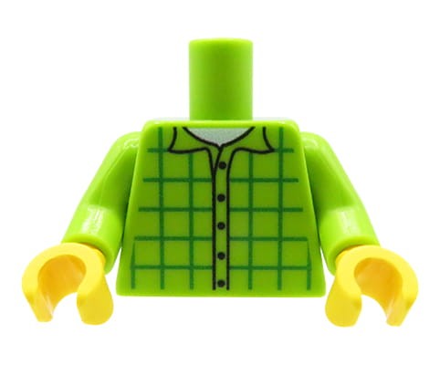 Zum Produkt Minifiguren-Torso (grünes kariertes Hemd, gelbe Hände) – Custom Druck auf LEGO® Torso