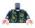 Custom LEGO® Torso – dunkelblaues Hawaiihemd mit gelb-grünem Blumenmuster, hautfarbene Hände, custom UV-Druck von Extra Extra Bricks