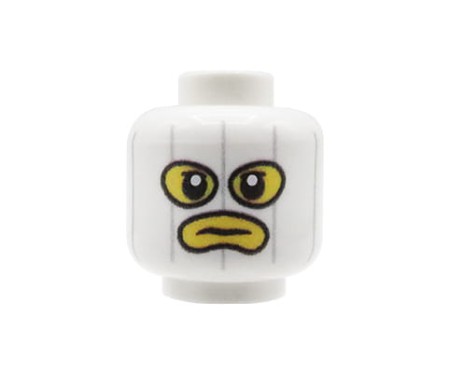 Custom LEGO® tête de minifigurine – homme, cagoule blanche, visage jaune, expression sombre, impression UV custom originale par Extra Extra Bricks