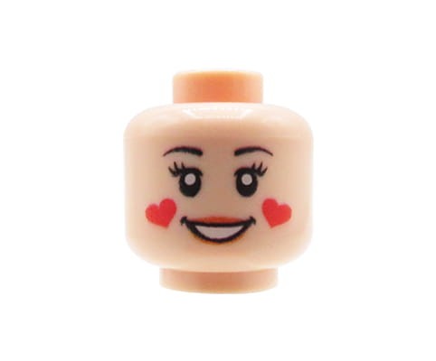 Zum Produkt Minifiguren-Kopf (weiblich, Liebesröte, hautfarben) – Custom Druck auf LEGO® Kopf