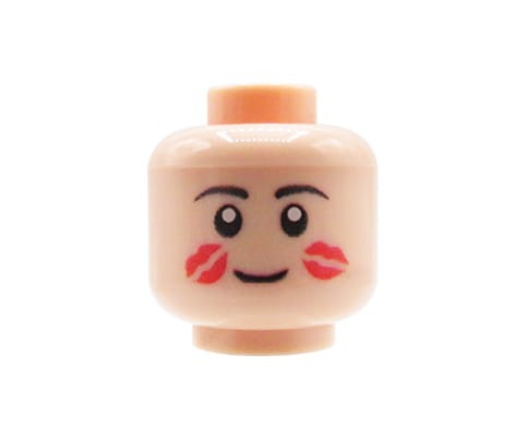Zum Produkt Minifiguren-Kopf (männlich, Kussabdrücke, hautfarben) – Custom Druck auf LEGO® Kopf