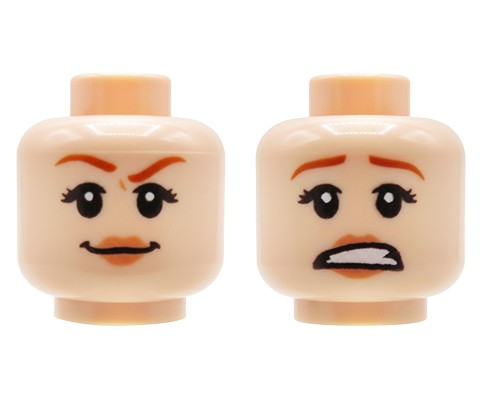 Zum Produkt LEGO® Minifiguren-Kopf – Weiblich, Hellnougat, Lächeln / Ängstlich