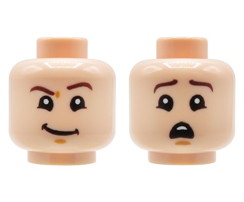Accéder au produit Tête de minifigurine LEGO® – Homme, Nougat clair, Sourire / Effrayé