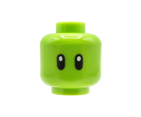 Główka figurki LEGO - kosmita / alien w kolorze limonkowym zielonym  z samymi oczami bez ust