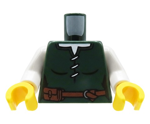 Accéder au produit Torse de minifigurine LEGO® – Tunique féminine vert foncé, chemisier blanc