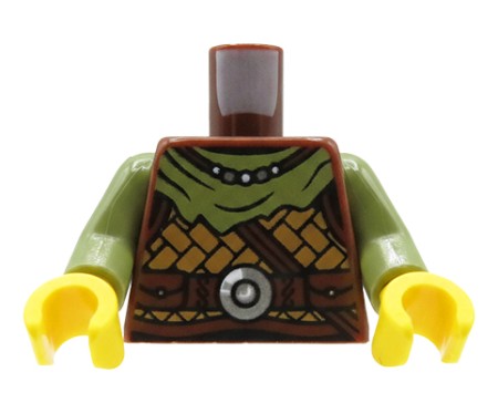 Tors figurki LEGO - wiking, skórzana brązowa zbroja, oliwkowe rękawy