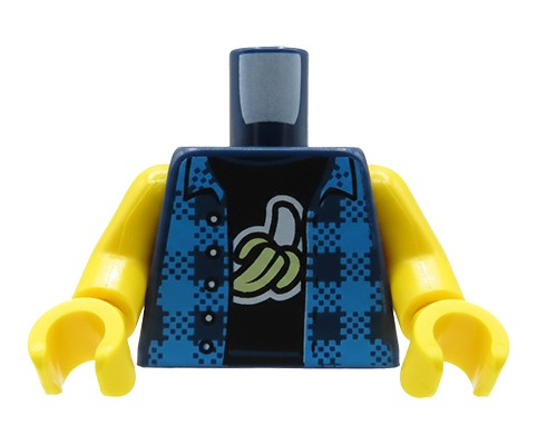 Accéder au produit Torse de minifigurine LEGO® – Chemise sans manches à carreaux bleus