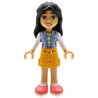Figurka LEGO Friends - laleczka Liann w niebieskiej kamizelce i pomarańczowych krótkich spodenkach