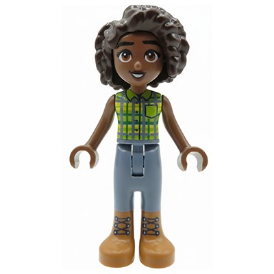 Figurka LEGO Friends - Aliya, zielona koszula w kratkę, niebieskie spodnie, brązowe buty
