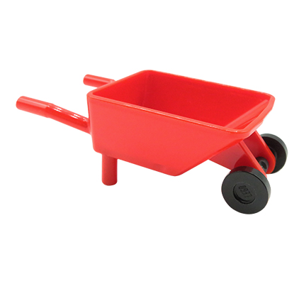 LEGO taczka na kółkach w kolorze czerwonym dla figurki