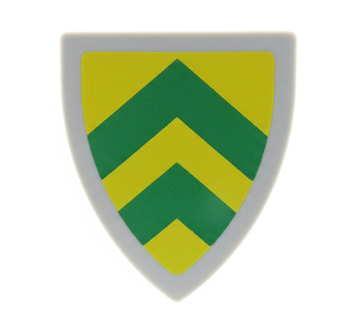 bouclier LEGO triangulaire jaune vert chevalier accessoire