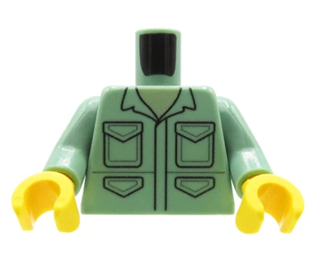 Tors LEGO custom – wojskowa kurtka, customowy nadruk UV od Extra Extra Bricks na torsie LEGO®