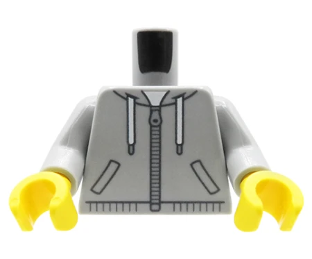 LEGO® custom Torso – grauer Hoodie, custom UV-Druck