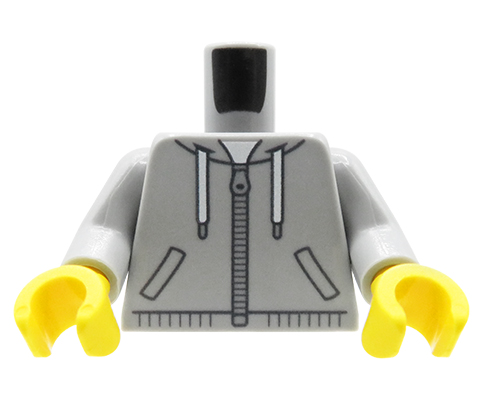 Przejdź do produktu Szara bluza z kapturem – Custom nadruk na torsie LEGO (żółte dłonie)