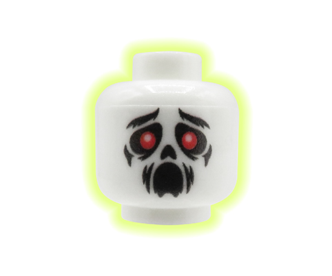 Zum Produkt Minifiguren-Kopf (Geist / Gespenst, offener Mund) – Custom Druck auf LEGO® Kopf