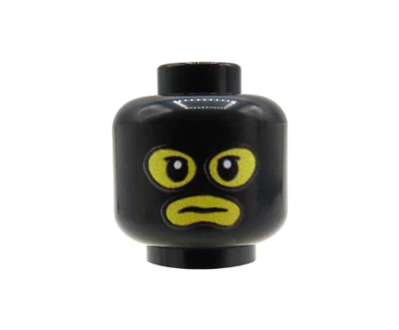 LEGO® custom Kopf – schwarze Balaclava, gelbes männliches Gesicht, custom UV-Druck von Extra Extra Bricks