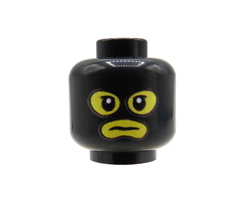 Zum Produkt Minifiguren-Kopf (schwarze Sturmhaube, gelbes Gesicht) – Custom Druck auf LEGO® Kopf
