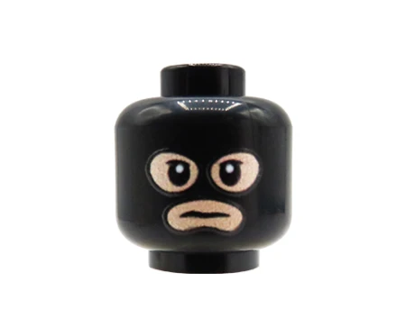 LEGO® custom Kopf – schwarze Balaclava, hautfarbenes männliches Gesicht, custom UV-Druck von Extra Extra Bricks