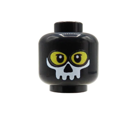 Tête LEGO® custom – masque Ghost noir / cagoule, visage masculin jaune, custom impression UV