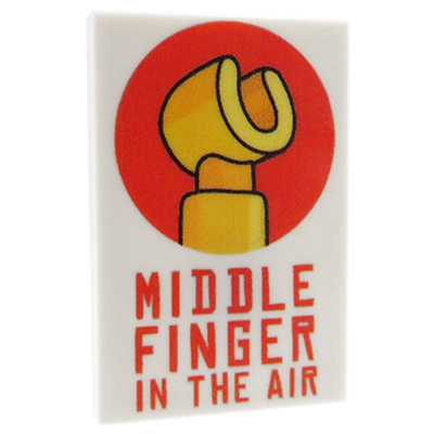 Zum Produkt Poster „Middle Finger in the Air“ – Custom Druck auf LEGO® Fliese (2x3)