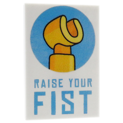 Custom LEGO® Poster – „Raise Your Fist“ Druck auf weißer LEGO® Fliese (2x3)