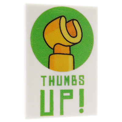 Custom LEGO® Poster – „Thumbs Up!“ Motiv auf weißer LEGO® Fliese (2x3)