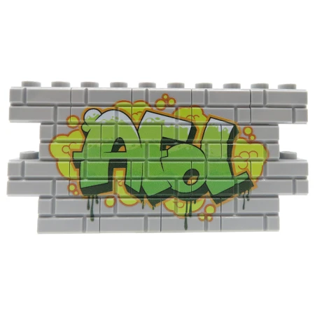 Custom LEGO - Graffiti AFOL w kolorze zielonym - customowy nadruk na szarych cegiełkach LEGO®