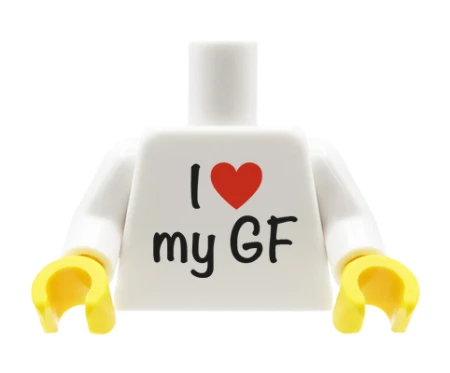 Tors LEGO custom - biała koszulka z napisem I love my GF