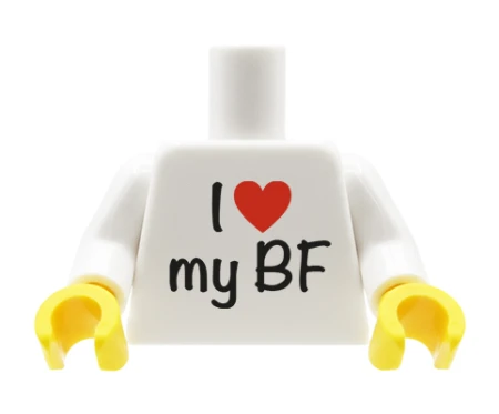 Tors LEGO custom - biała koszulka z napisem I love my BF