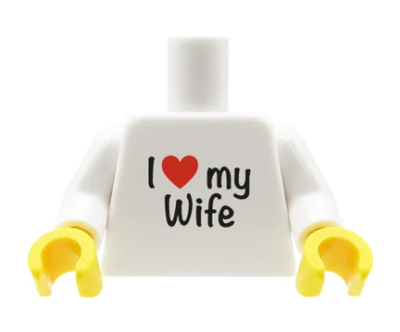 Tors LEGO custom - biała koszulka z napisem I love my Wife