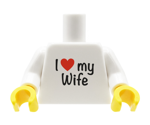 Przejdź do produktu Tors figurki (I love my Wife) – Custom nadruk na torsie LEGO