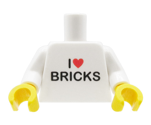 Zum Produkt Minifigur-Torso (I love bricks) – Custom-Druck auf LEGO® Torso