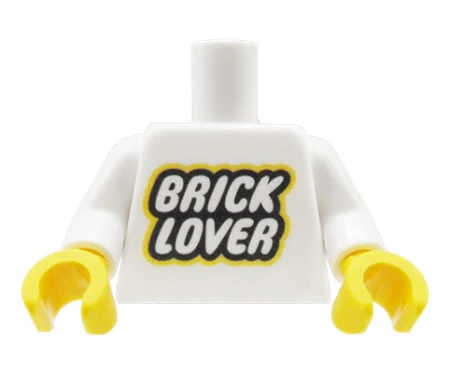 Tors LEGO custom - biała koszulka z napisem Brick Lover