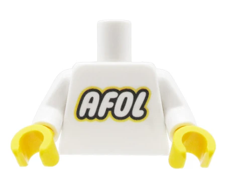 Tors LEGO custom - biała koszulka z napisem AFOL (Adult Fan of LEGO)