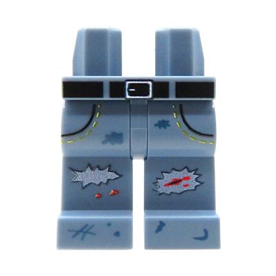 Custom LEGO Beine – Zombie – blaue Jeans mit Rissen und Blutflecken