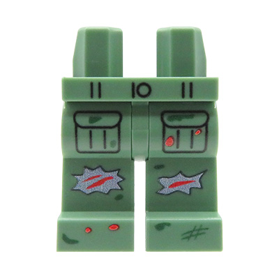 Zum Produkt Minifigur-Beine (Zombie, zerrissene grüne Hose) – Custom-Druck auf LEGO® Beine