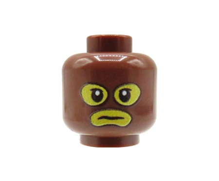 Główka LEGO custom kominiarka brązowa, żółta twarz