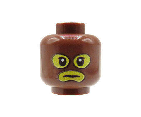 Zum Produkt Minifigur-Kopf (Braune Sturmhaube, Gelbes Gesicht) – Custom-Druck auf LEGO® Kopf
