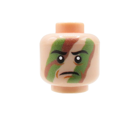 Zum Produkt Minifigurenkopf – Camouflage #1 (hautfarbenes Gesicht) – Custom-Druck auf LEGO® Kopf