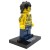 Custom LEGO Inkhead Minifigur – Tattoo-Fan auf einem Präsentationsständer, Seitenansicht