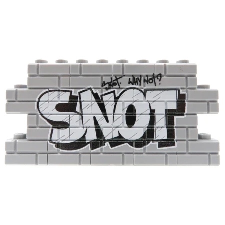Custom LEGO – Graffiti Snot (weiß) – mit personalisiertem Druck auf 18 grauen LEGO® Steinen von Extra Extra Bricks