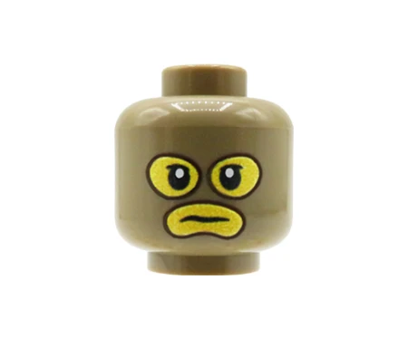 custom lego główka figurki ciemna beżowa / piaskowa kominiarka, źółta twarz